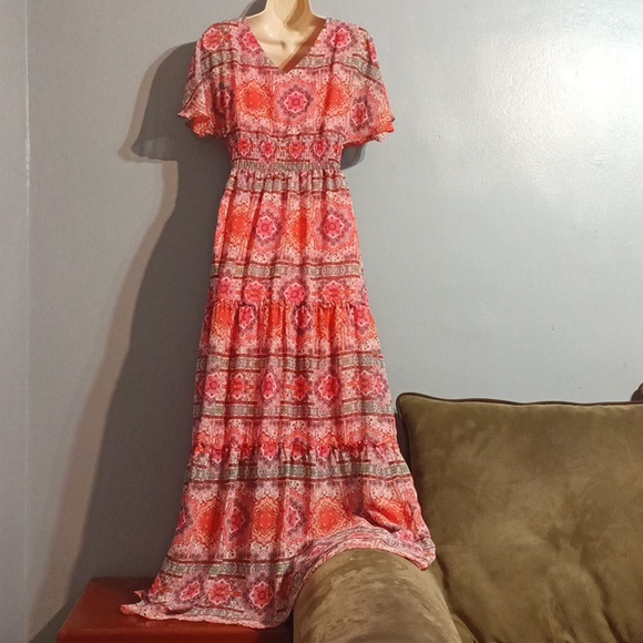 Rabbit, Rabbit, Rabbit designs women's multi color pink maxi dress - Picture 13 of 17